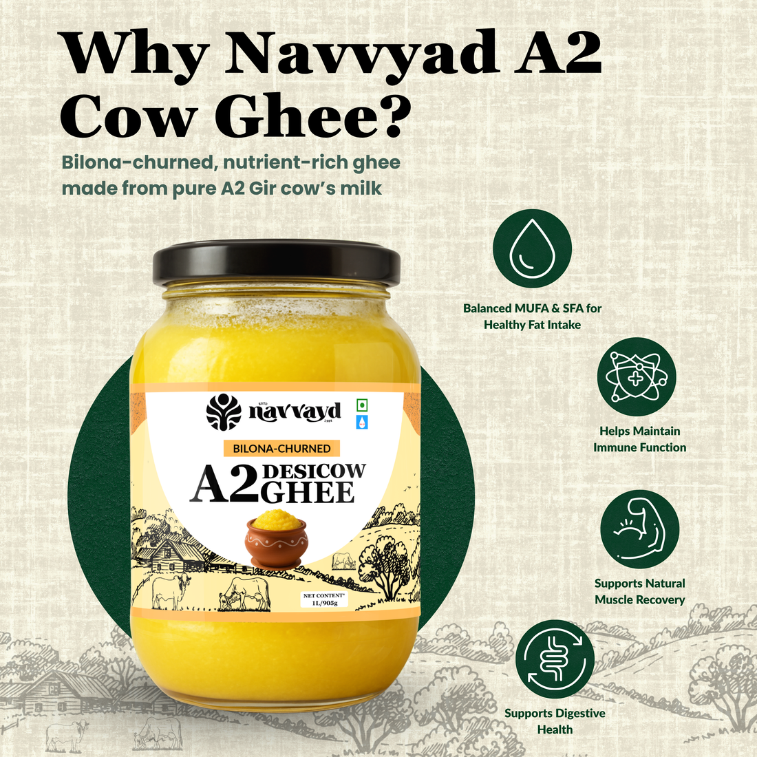 A2 Desi Cow Ghee - Bilona Churned