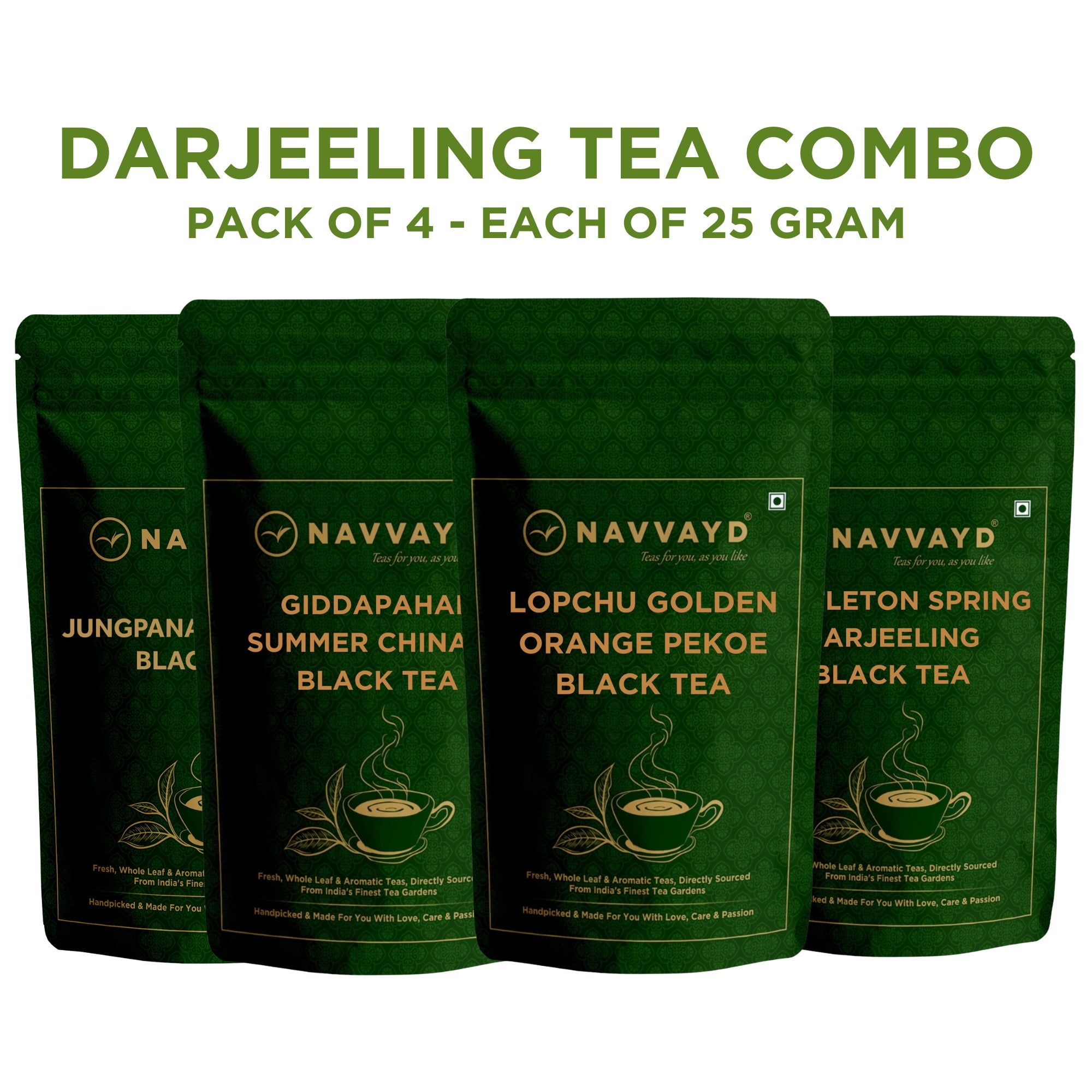 Darjeeling Tea Trial Packs- Pack of 4 - 25 gm Each