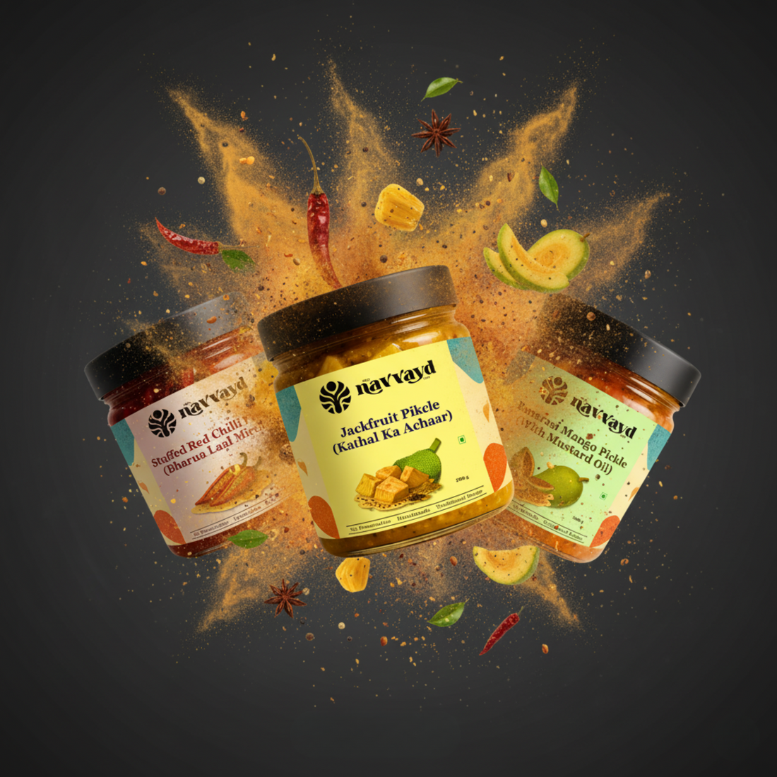Everyday Achaar Combo | Banarasi Mango, Red Chilli & Jackfruit Pickle | 3 Authentic Flavours (250g Each)